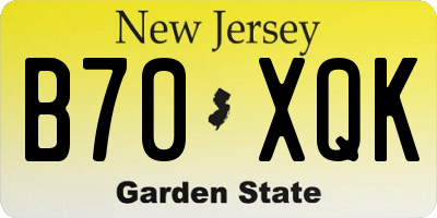 NJ license plate B70XQK