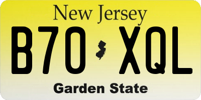 NJ license plate B70XQL