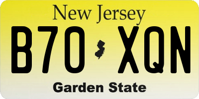 NJ license plate B70XQN