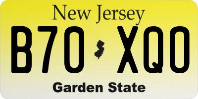 NJ license plate B70XQO
