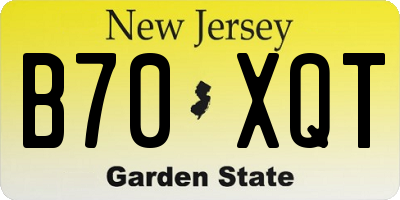 NJ license plate B70XQT