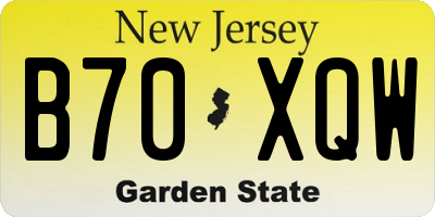 NJ license plate B70XQW