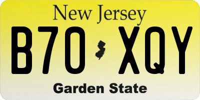 NJ license plate B70XQY