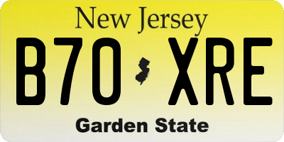 NJ license plate B70XRE