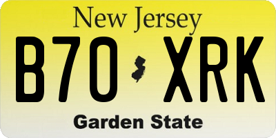 NJ license plate B70XRK