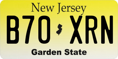 NJ license plate B70XRN