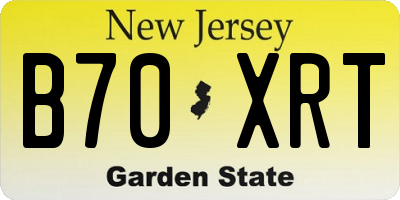 NJ license plate B70XRT
