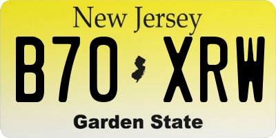 NJ license plate B70XRW