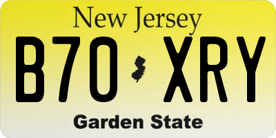 NJ license plate B70XRY