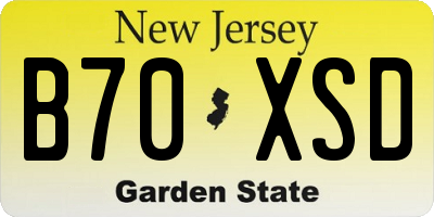 NJ license plate B70XSD