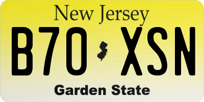 NJ license plate B70XSN