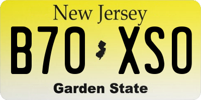 NJ license plate B70XSO