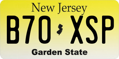 NJ license plate B70XSP