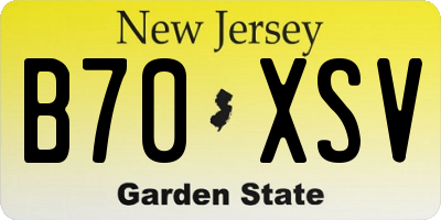 NJ license plate B70XSV