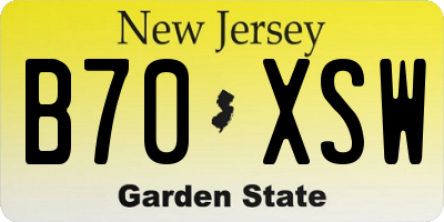 NJ license plate B70XSW