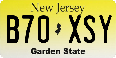 NJ license plate B70XSY