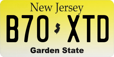 NJ license plate B70XTD