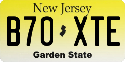 NJ license plate B70XTE