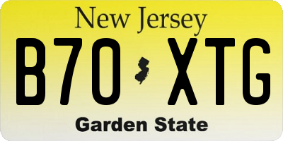 NJ license plate B70XTG