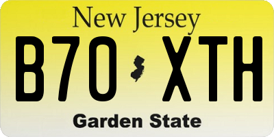 NJ license plate B70XTH