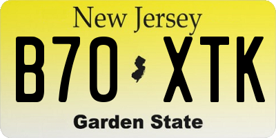NJ license plate B70XTK