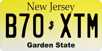 NJ license plate B70XTM