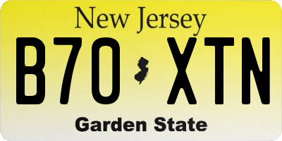 NJ license plate B70XTN