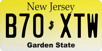NJ license plate B70XTW