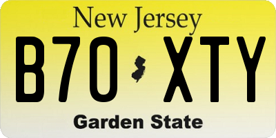 NJ license plate B70XTY