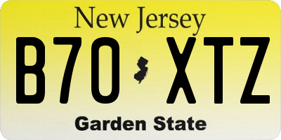 NJ license plate B70XTZ