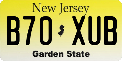 NJ license plate B70XUB