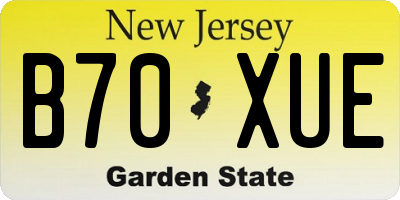 NJ license plate B70XUE