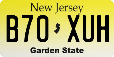 NJ license plate B70XUH