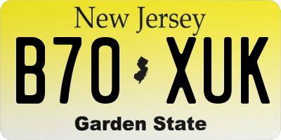 NJ license plate B70XUK