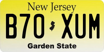NJ license plate B70XUM