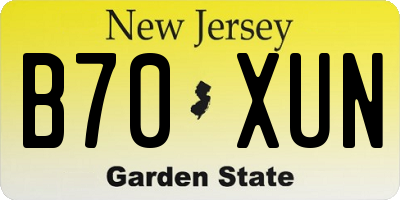 NJ license plate B70XUN