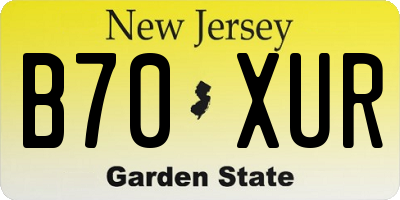 NJ license plate B70XUR