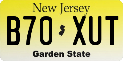 NJ license plate B70XUT