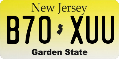 NJ license plate B70XUU