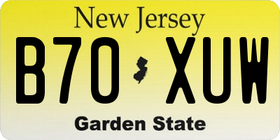 NJ license plate B70XUW