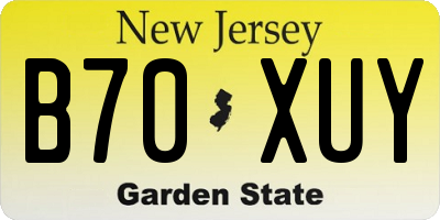 NJ license plate B70XUY
