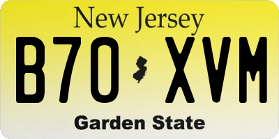 NJ license plate B70XVM