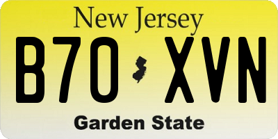 NJ license plate B70XVN