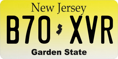 NJ license plate B70XVR