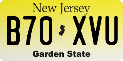 NJ license plate B70XVU