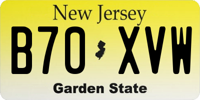 NJ license plate B70XVW