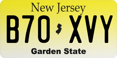 NJ license plate B70XVY