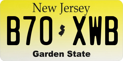 NJ license plate B70XWB