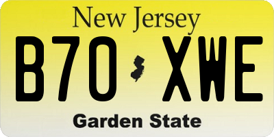 NJ license plate B70XWE
