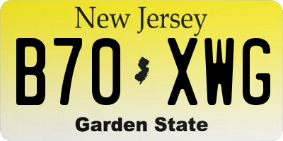 NJ license plate B70XWG